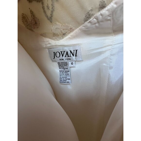 Jovani Y2K Vintage Embellished Cream Maxi Dress Formal Gown Butterfly Whimsical - Picture 8 of 11